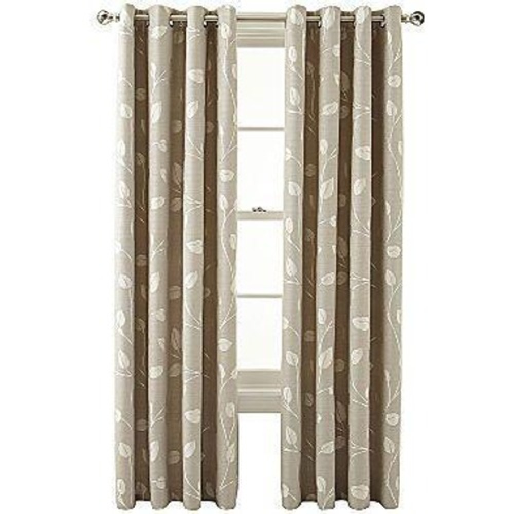 MarthaWindow Hampton Leaf Grommet Curtain Panel 50x84 Taupe Gray Energy Saving